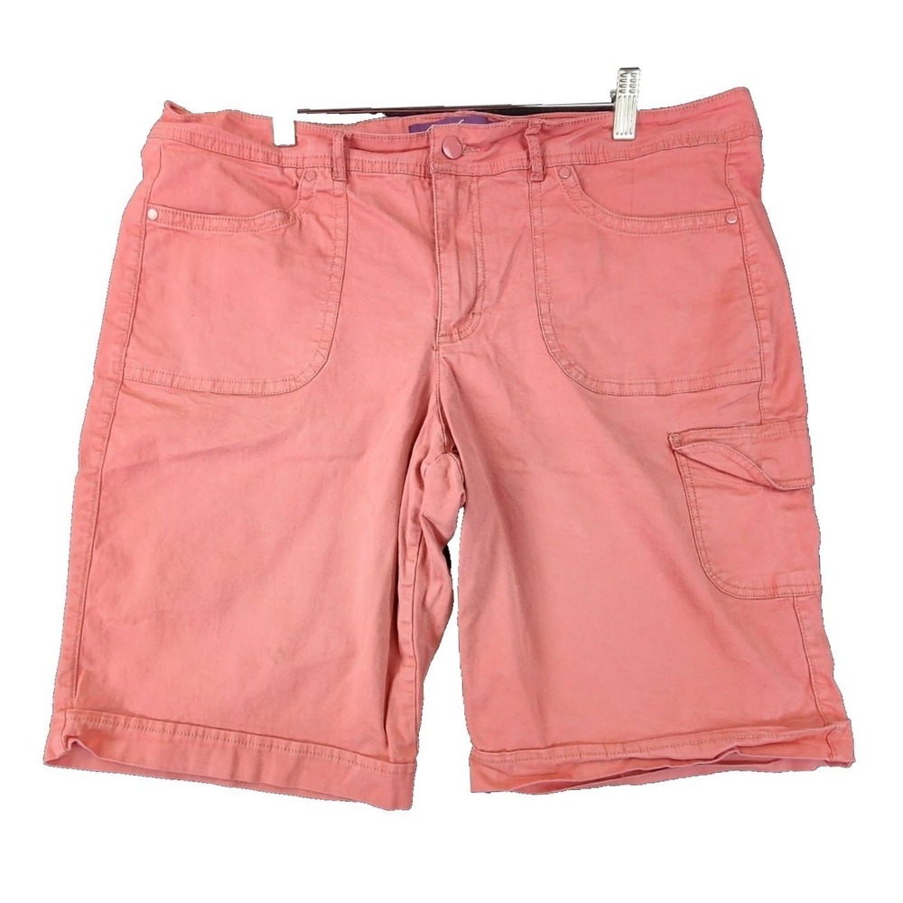 Gloria Vanderbilt Cargo Shorts Coral Pink Women 16 Bermuda Stretch Utility